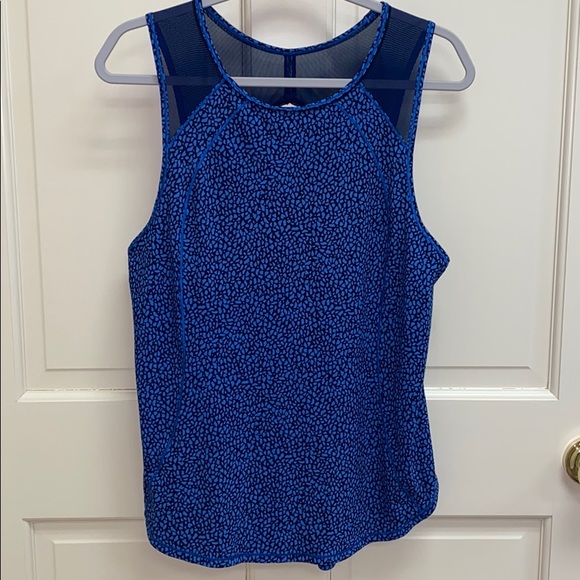 lululemon Blue and Navy Printed Tank w/mesh, Lg - Picture 6 of 7